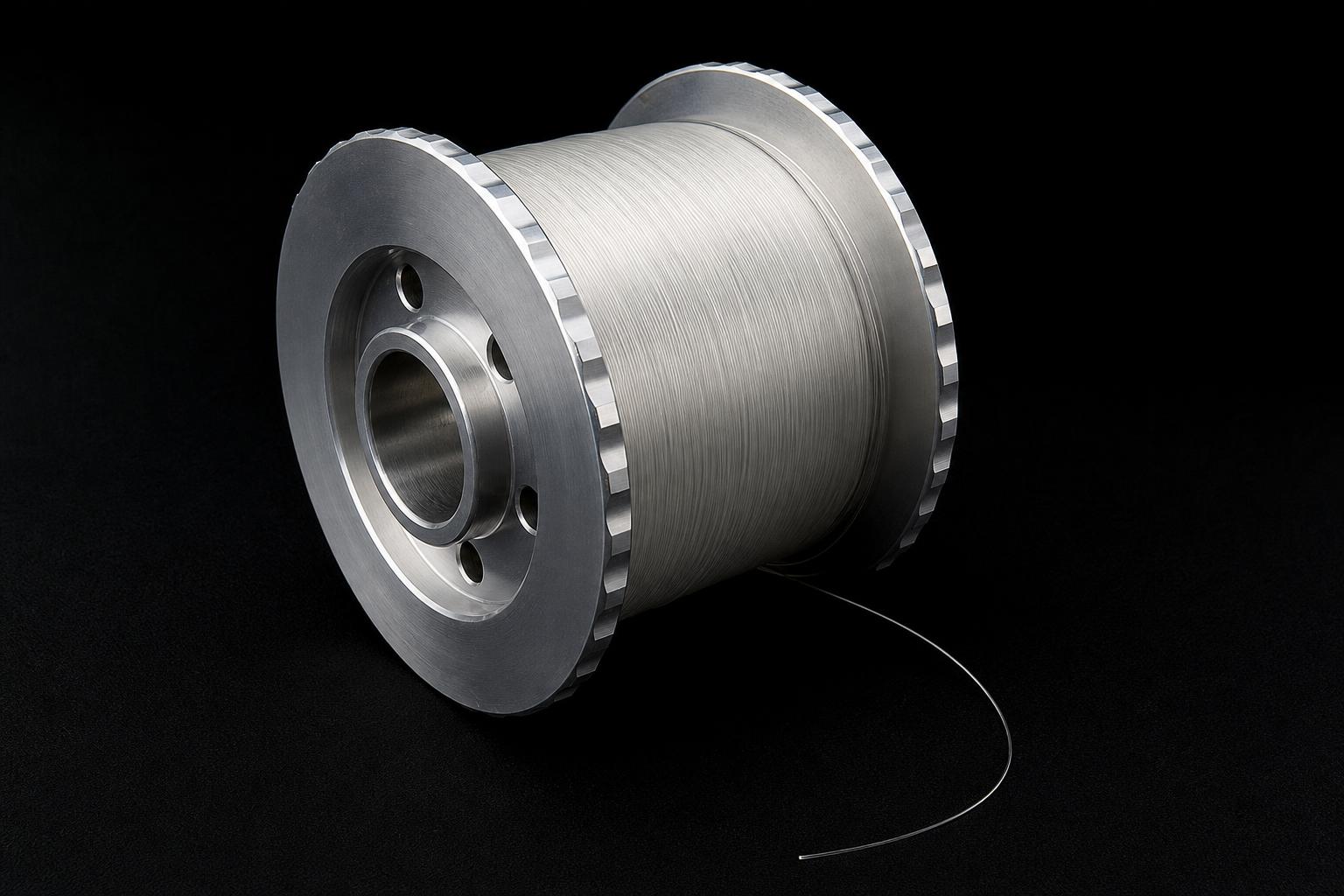 Optical fibre payout spool wound with clear TPU coated fibre