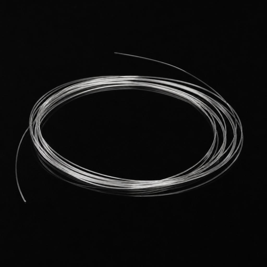 Loose coil of bare 0.28 mm clear coated optical fibre